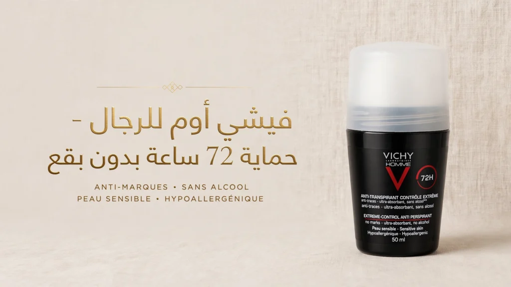 مزيل عرق فيشي للرجال 72 ساعة تحكم فائق - المميزات وطريقة الاستخدام والسعر 3 مزيل عرق فيشي أوم للرجال 72 ساعة