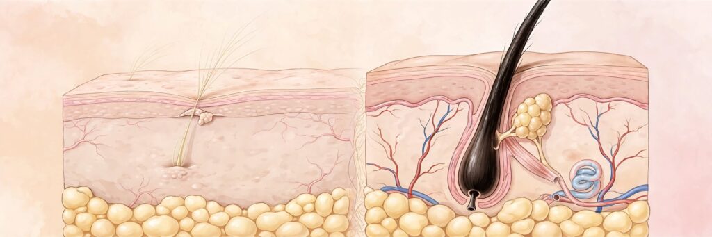difference between vellus and terminal hair
